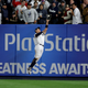 NEW YORK, NY - OCTOBER 16: Aaron Judge #99 of the New York Yankees hits the wall while making a catch against the Houston Astros during the fourth inning in Game Three of the American League Championship Series at Yankee Stadium on October 16, 2017 in the Bronx borough of New York City.